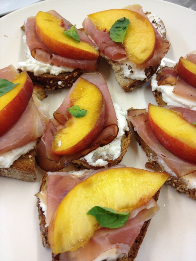 prosciutto ricotta peach basil