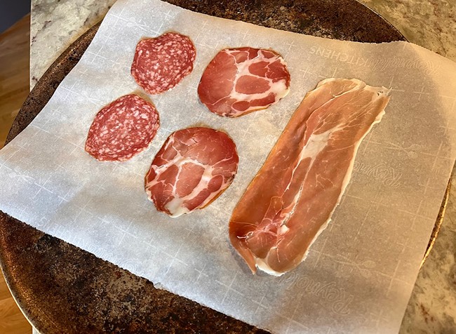 prepping the prosciutto