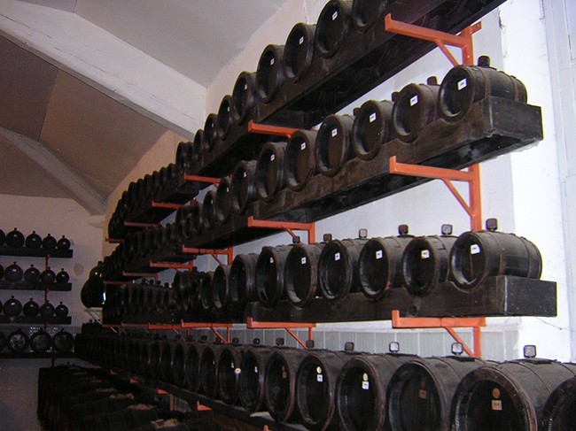 Barrels on shelf