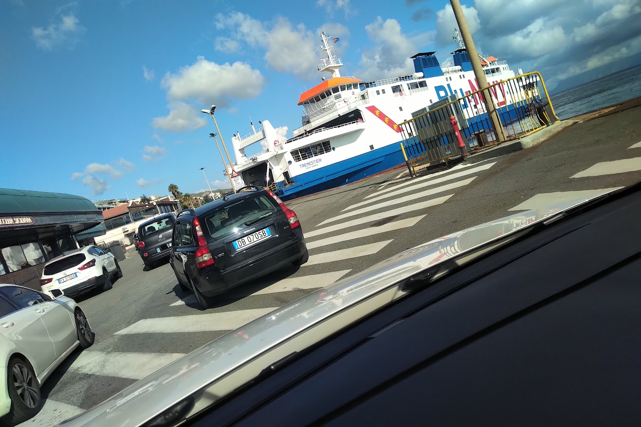 Driving onto Traghetti in Reggio di Calabria
